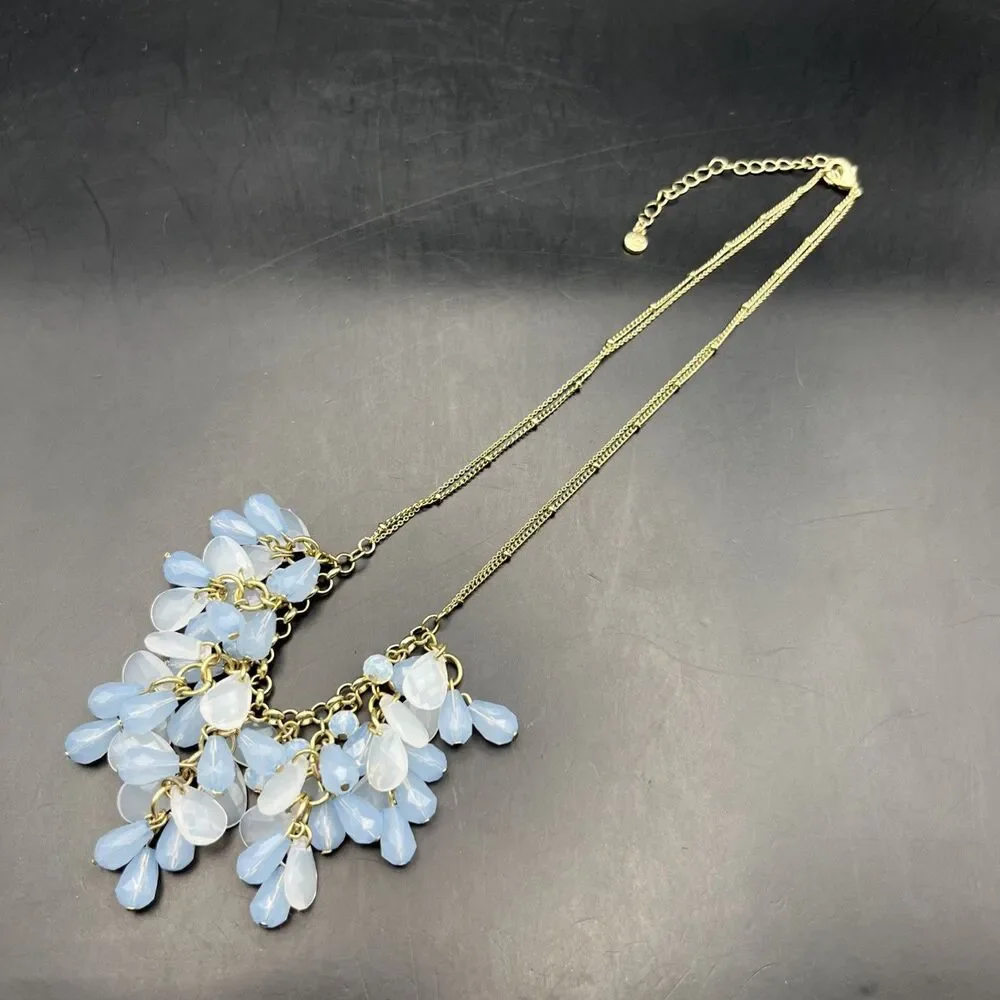 Lauren Conrad Bib Cluster Necklace Periwinkle Light Blue Gold Tone